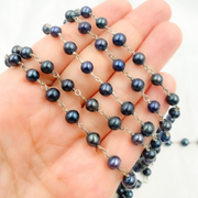 Peacock Pearl Round Shape 925 Sterling Silver Wire Chain